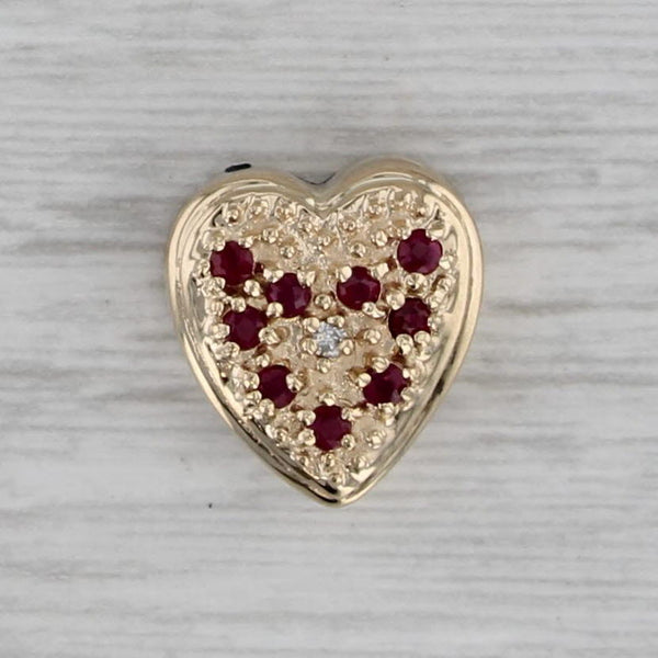 0.18ctw Ruby Diamond Heart Slide Bracelet Charm 14k Gold Vintage Richard Klein