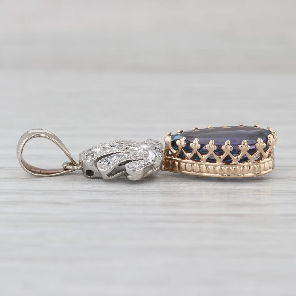 4.69ctw Tanzanite Teardrop Diamond Pendant 14k Yellow White Gold