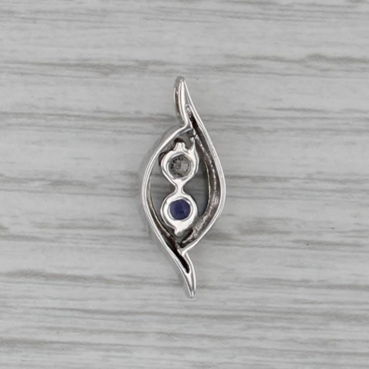 0.55ctw Diamond Tanzanite Floating Drop Pendant 14k White Gold