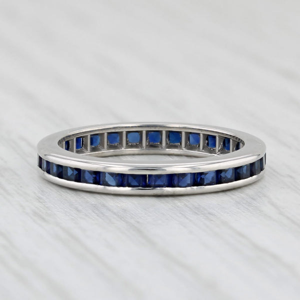 Light Gray Vintage 1.70ctw Lab Created Sapphire Eternity Ring Palladium Wedding Band Sz 6