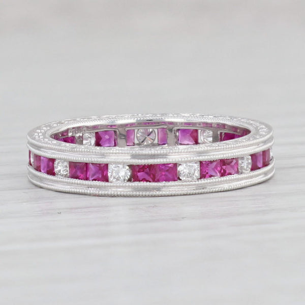 Light Gray New 1.89ctw Ruby Diamond Eternity Ring Platinum Wedding Band Stackable Size 6.5