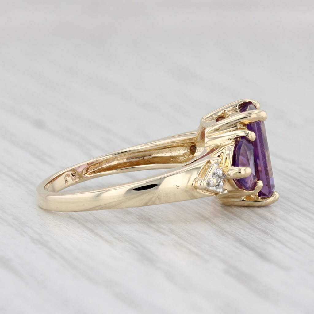 Light Gray 2.80ctw Amethyst Ring 10k Yellow Gold Size 6 Diamond Accents