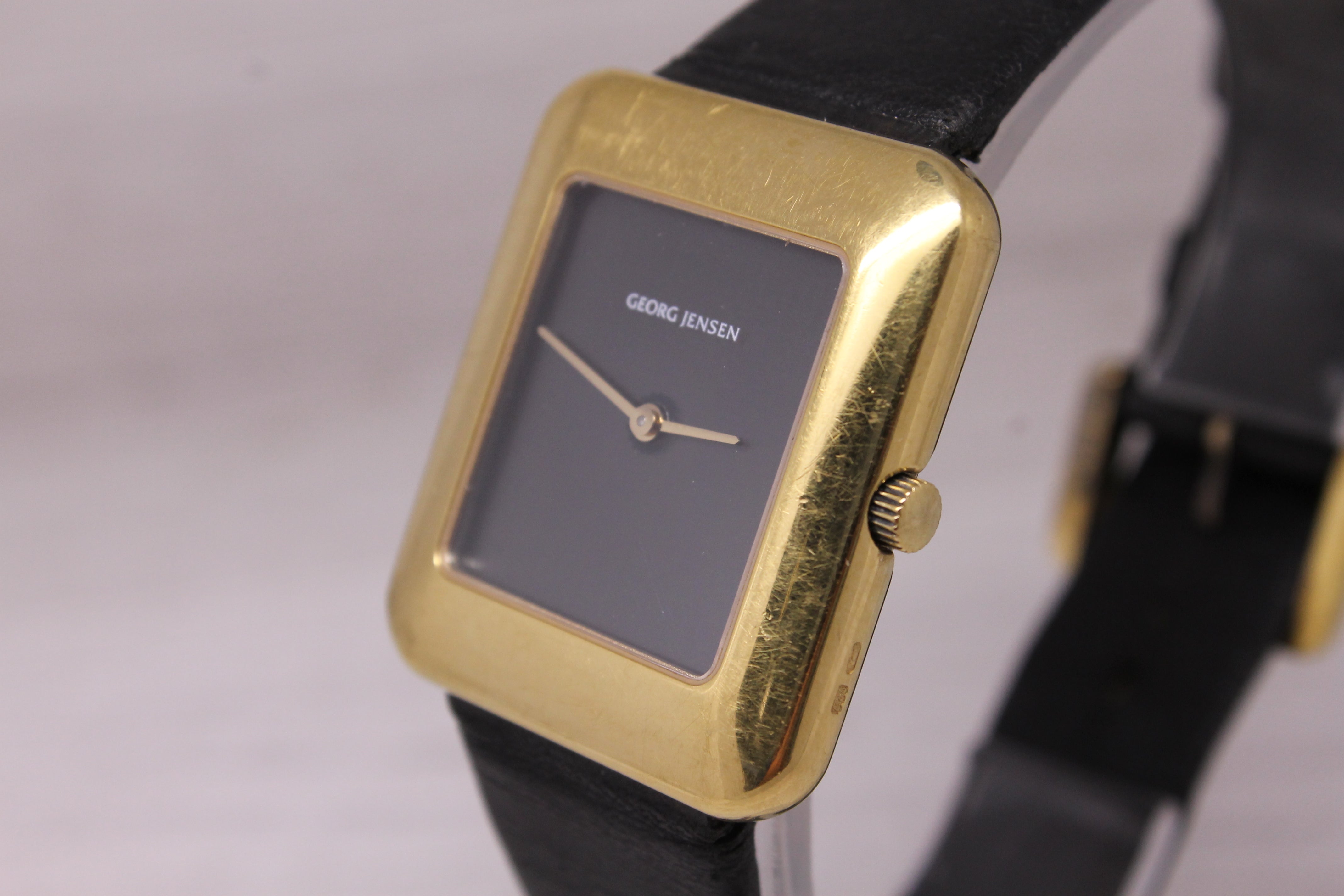 Vintage Georg Jensen 925 Sterling Silver Vermeil 29mm Mens Analog Digital Watch