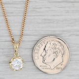 0.61ct VVS2 G Diamond Solitaire Pendant Necklace 18k Gold 17.5" Curb Chain GIA