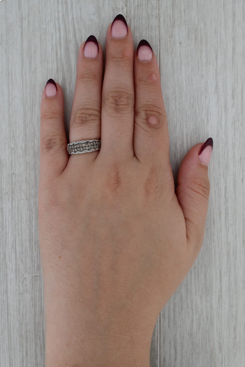 0.50ctw Champagne White Diamond Bypass Ring 14k Yellow Gold Size 7