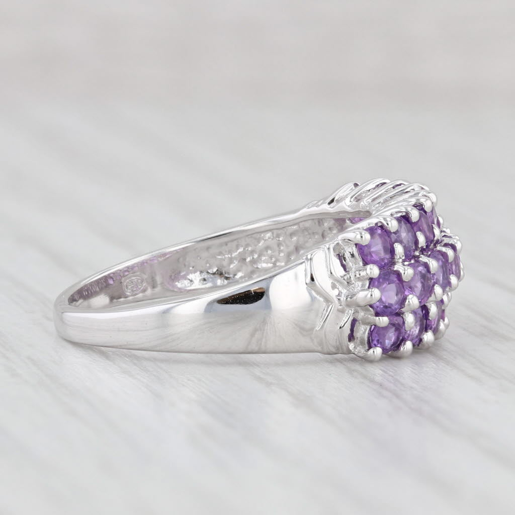 Light Gray 1.15ctw Amethyst Cluster Ring 10k White Gold Size 8