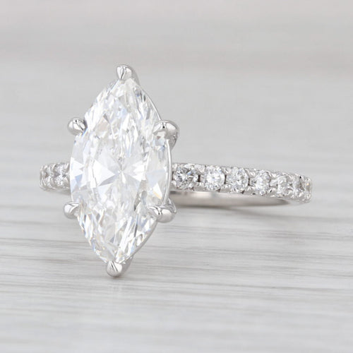 New IGI 3.55ctw Marquise Lab Grown Diamond Engagement Ring 14k Gold Size 6