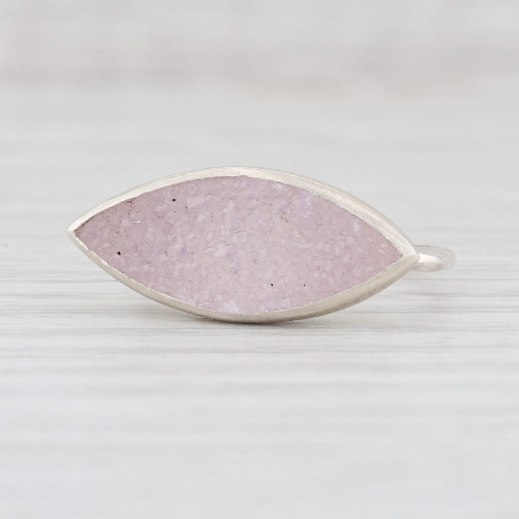 New Nina Wynn Ring Druzy Pink White Quartz Size 7 Sterling Silver Statement