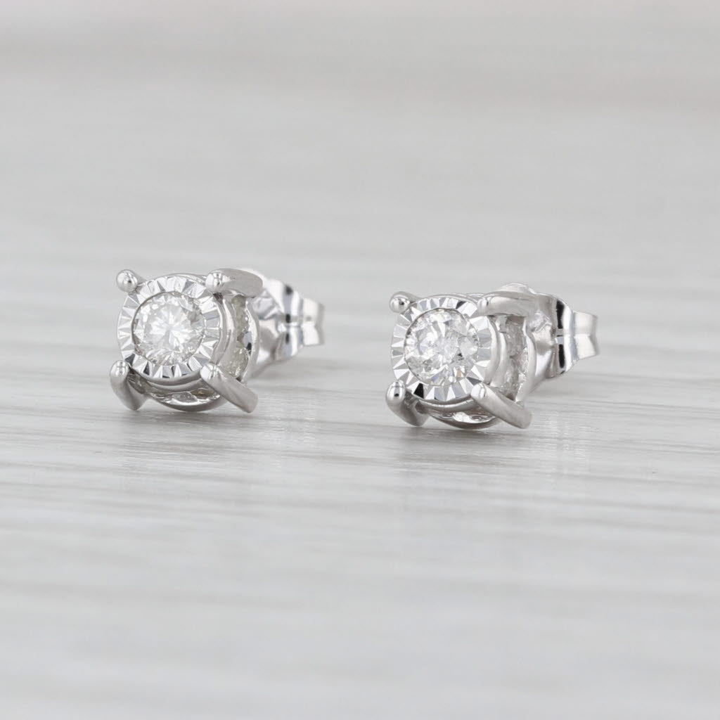 0.43ctw Diamond Stud Earrings Hidden Halo 14k White Gold Round Brilliant Studs