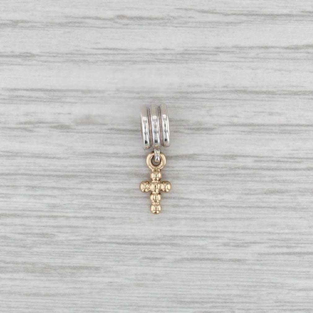 Pandora Silver 14k Gold Cross Bead Charm Sterling Silver 790169 Dangle