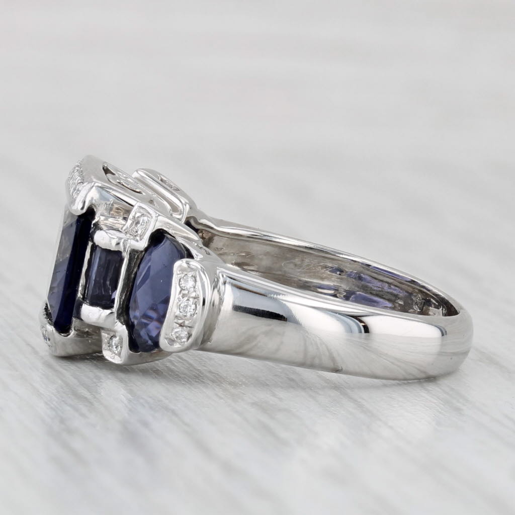 Light Gray 3.65ctw Blue Iolite Diamond Ring 14k White Gold Size 6.5