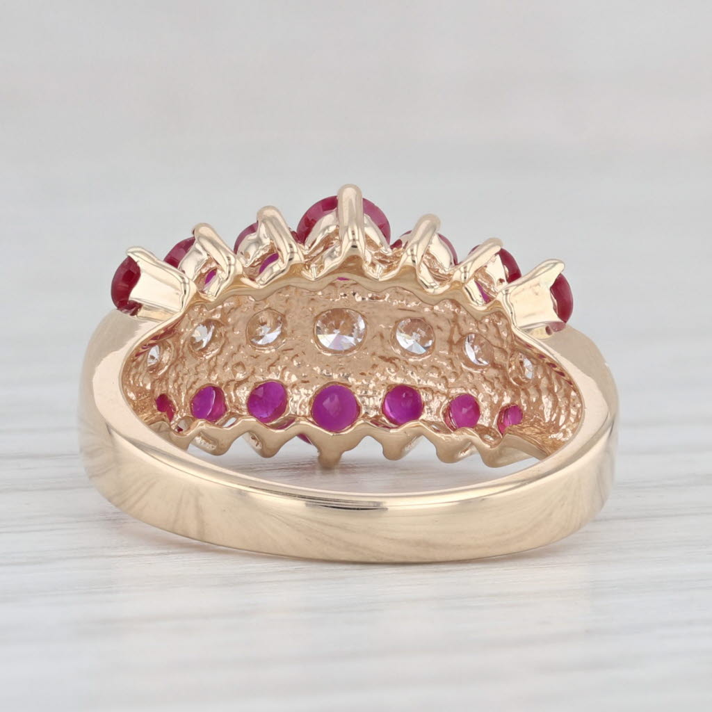 Light Gray 1.80ctw Ruby Diamond Tiered Ring 14k Yellow Gold Size 7