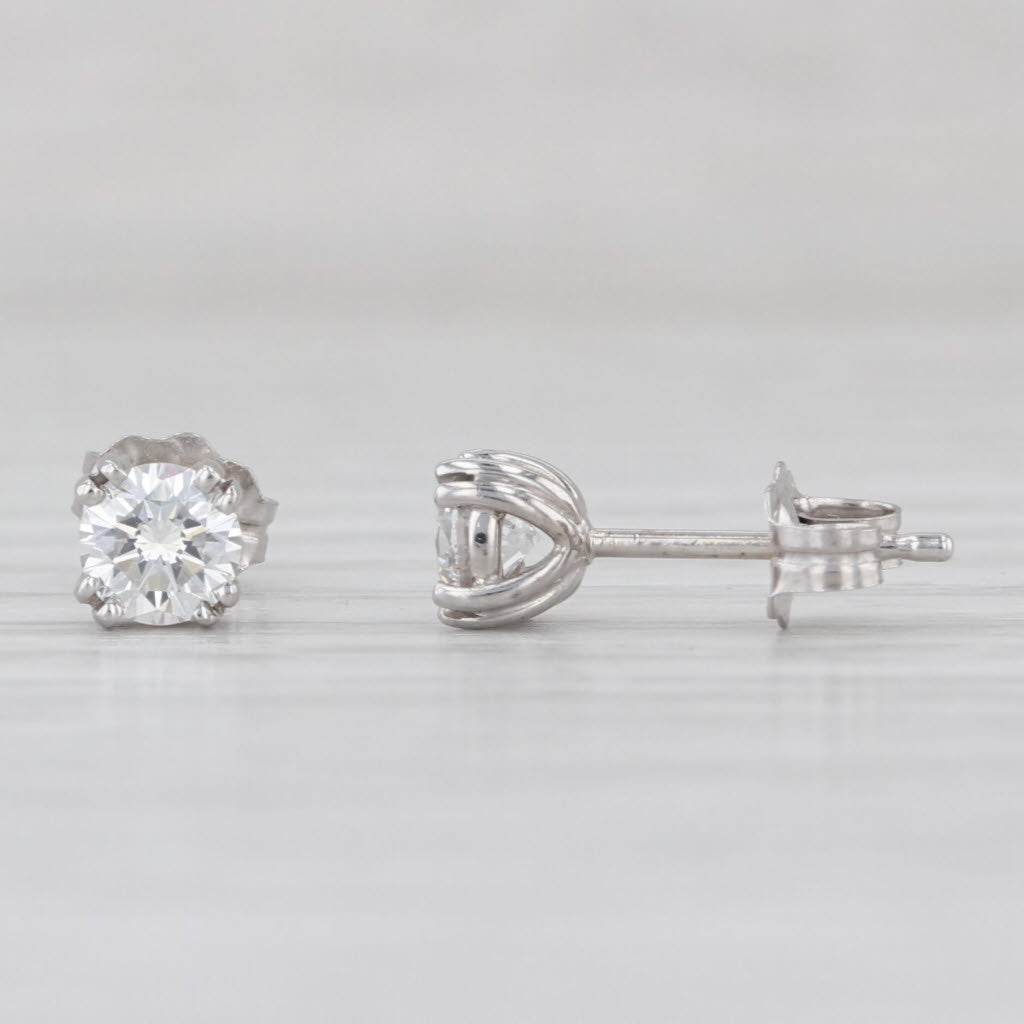 0.51ctw Diamond Stud Earrings 10k White Gold Round Solitaire Studs