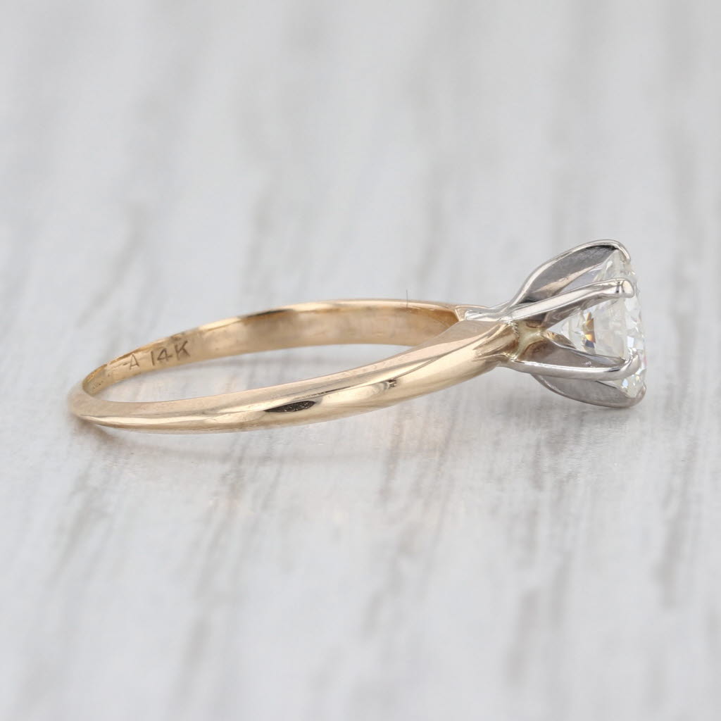 0.74ct Round Diamond Solitaire Engagement Ring 14k White Yellow Gold Size 4.75