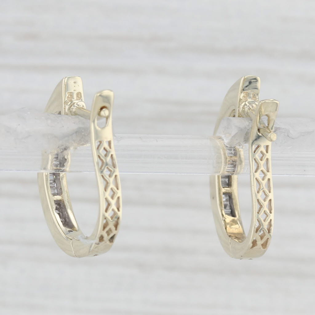 Light Gray 0.44ctw Diamond Hoop Earrings 14k Yellow Gold Snap Top Hoops