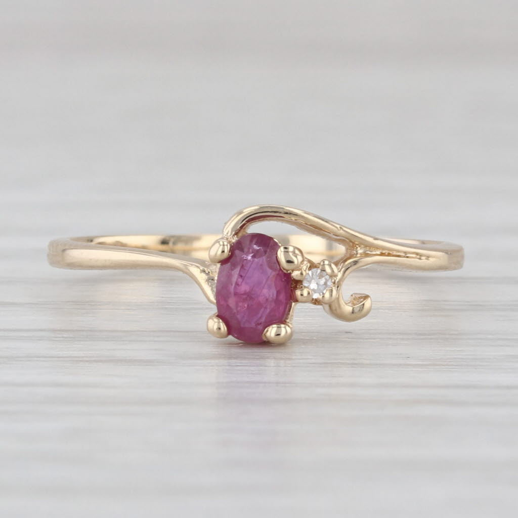 0.23ct Oval Ruby Solitaire Ring 10k Yellow Gold Size 6.25 Bypass