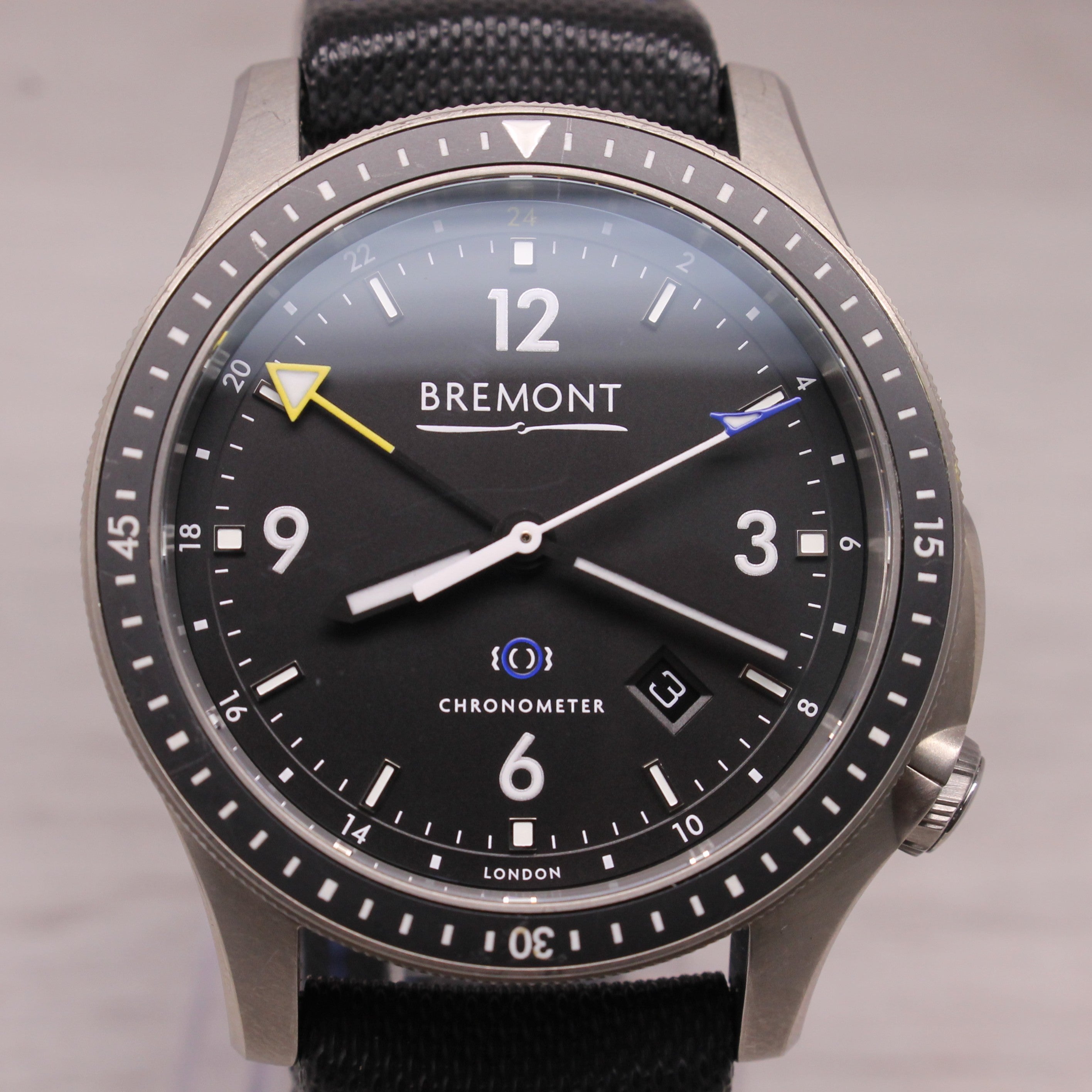 Dark Gray Bremont Boeing Model 1 GMT Chronometer Mens 43mm Automatic Titanium Watch