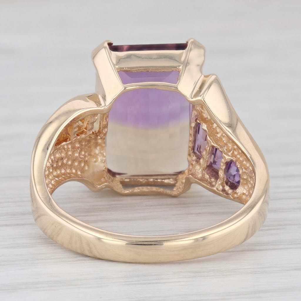 Light Gray 6.56 ctw Ametrine Emerald Cut Bypass 14K Yellow Gold Ring Size 9.25