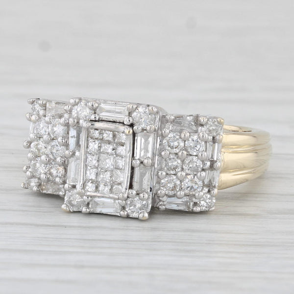1.20ctw Diamond Ring 14k White Yellow Gold Size 6.25 Heart Bridge