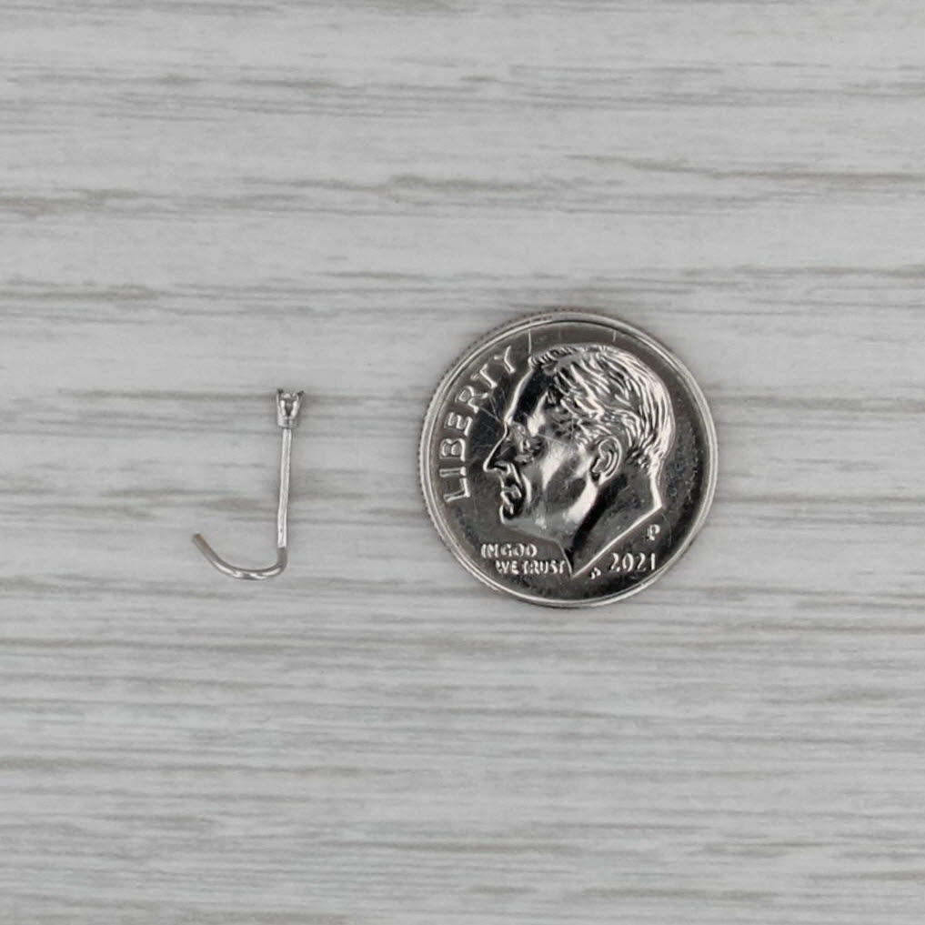 New Diamond Nose Piercing Stud 14k White Gold Round Solitaire Curved Post 3
