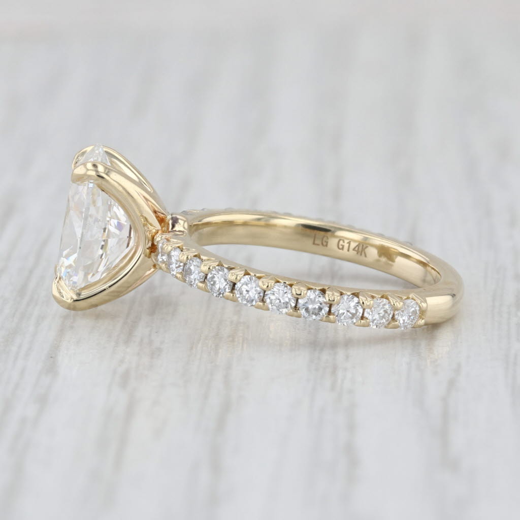 New IGI 3.73ctw Oval Lab Grown Diamond Engagement Ring 14k Yellow Gold