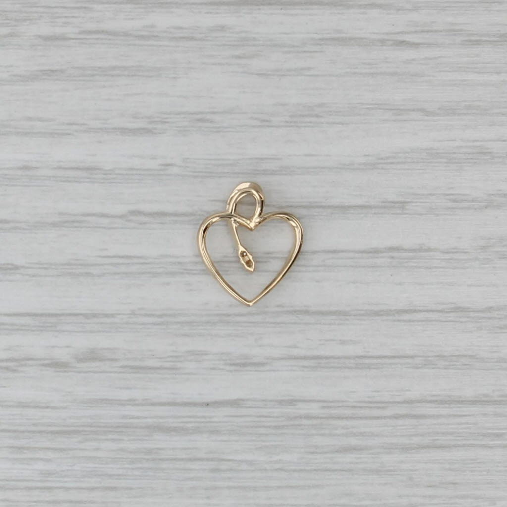 Diamond Accented Stylized Open Heart Pendant 14k Yellow Gold