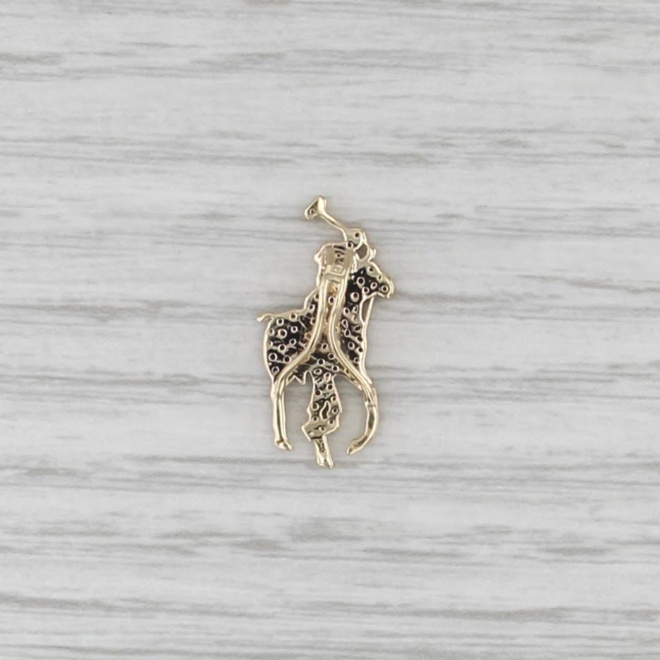 0.19ctw Diamond Polo Player on Horse Pendant 10k Yellow Gold
