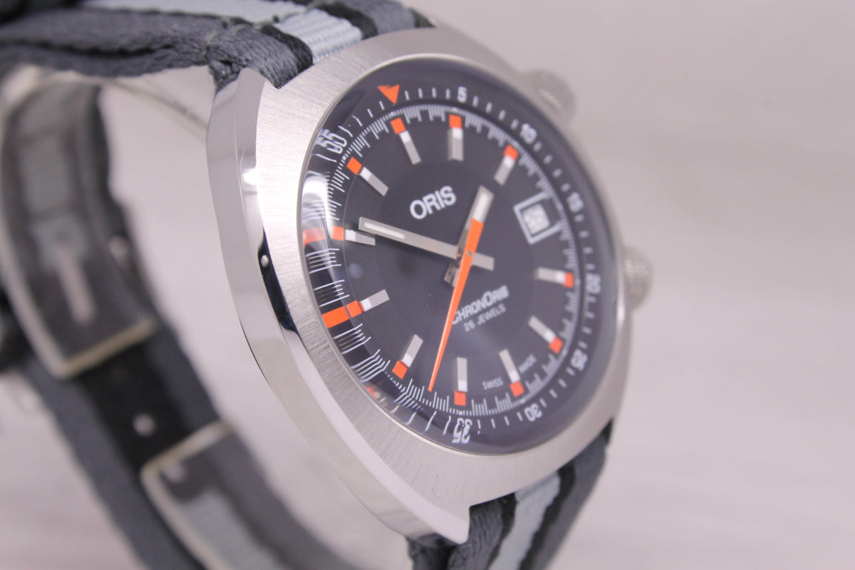 Oris ChronOris Mens 39mm Steel Automatic Watch Boxes Swiss Ref 01 733 7737 4054