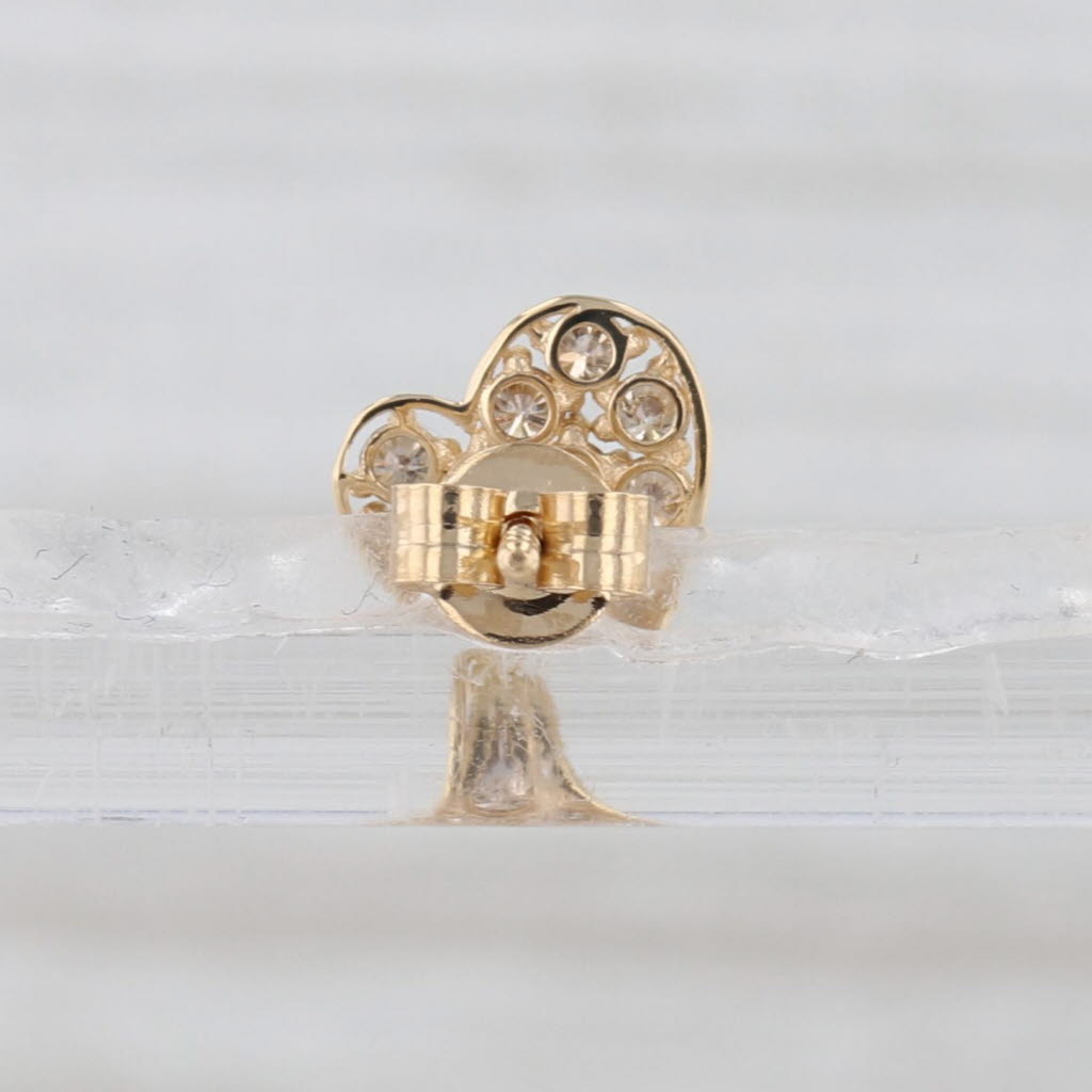 Single 0.20ctw Pave Diamond Abstract Small Heart Stud Earring 18k Yellow Gold