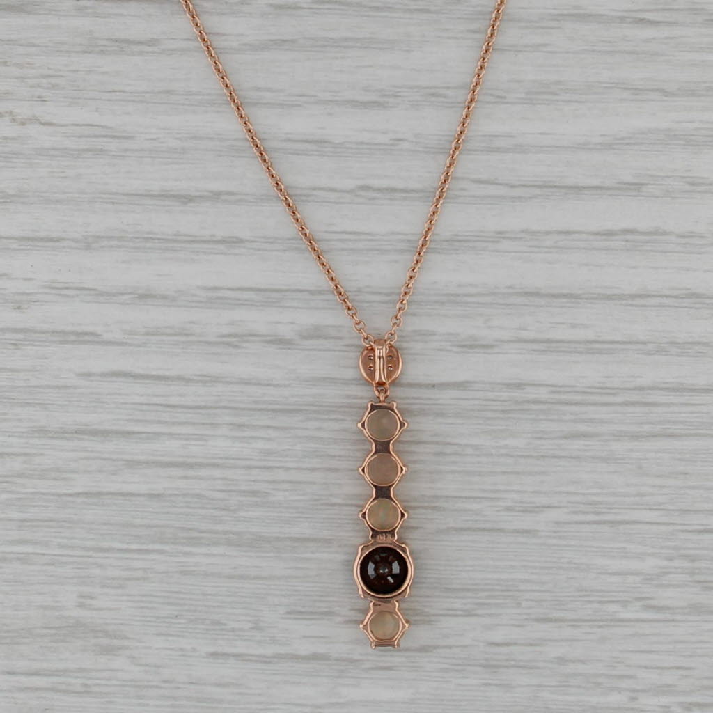 New 2.56ctw Diamond Opal Pendant Necklace 14k Rose Gold 17.75" Cable Chain