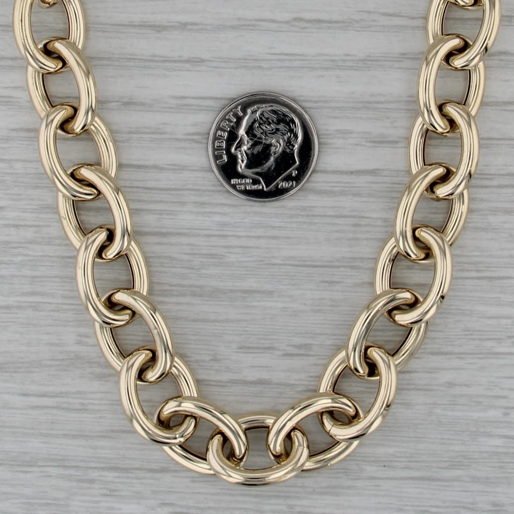 Chunky Cable Chain Necklace 14k Yellow Gold 20.25" 13mm Hollow Oval Links
