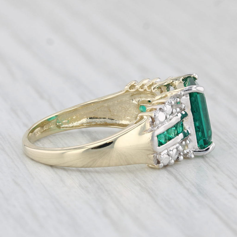 Light Gray 2.37ctw Lab Created Emerald Diamond Ring 10k Yellow Gold Size 7.25