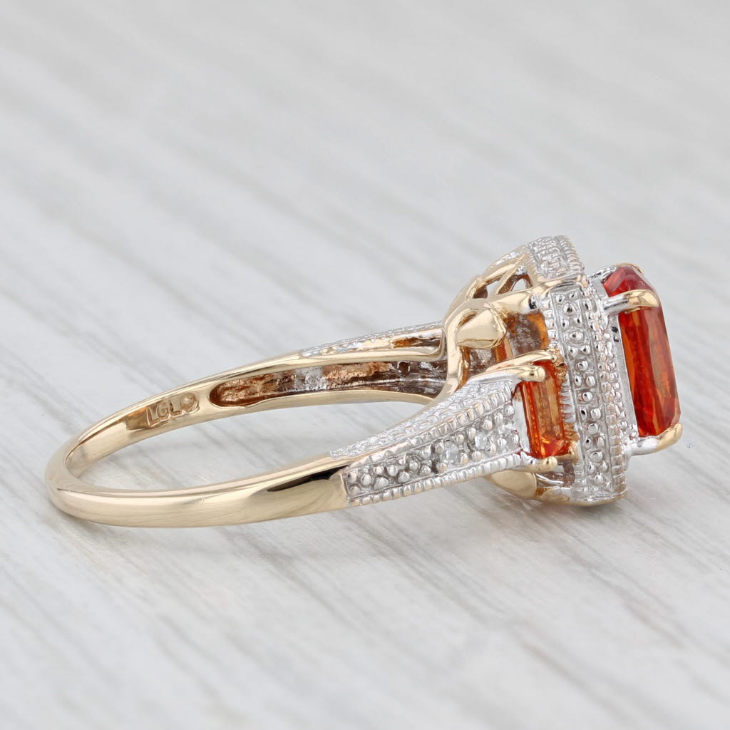 Light Gray 2.36ctw Lab Created Orange Sapphire Diamond Halo Ring 10k Yellow White Gold Sz 7