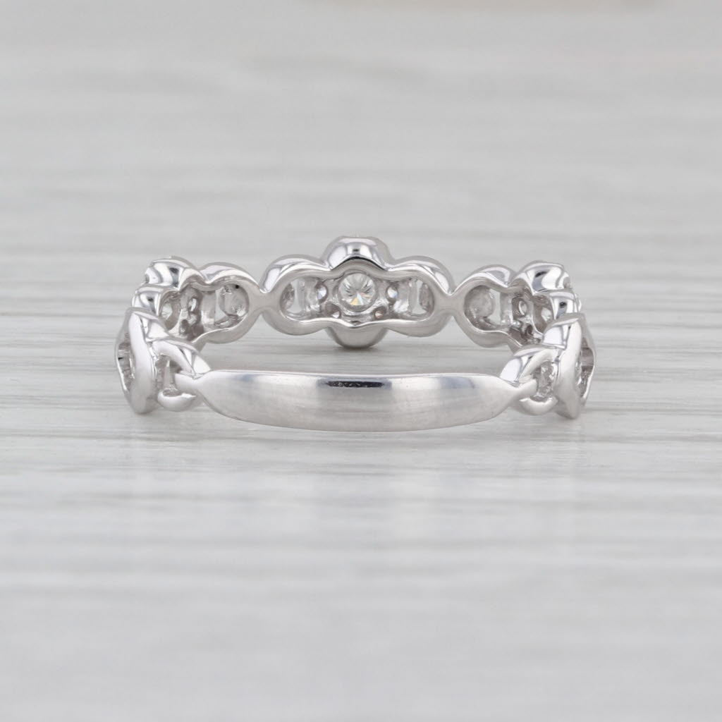0.21ctw Diamond Culsters Flower Chain Ring 14k White Gold Size 7.25 Stackable