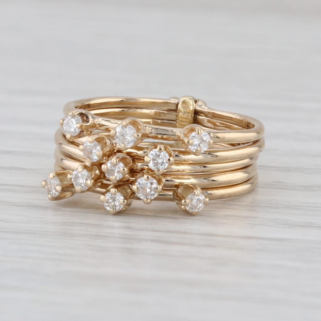 0.27ctw Diamond Harem Ring 14k Yellow Gold Multiband 5-Band Size 4.75