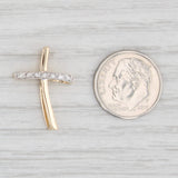 Light Gray Stylized Diamond Cross Pendant 14k Yellow Gold Religious Jewelry