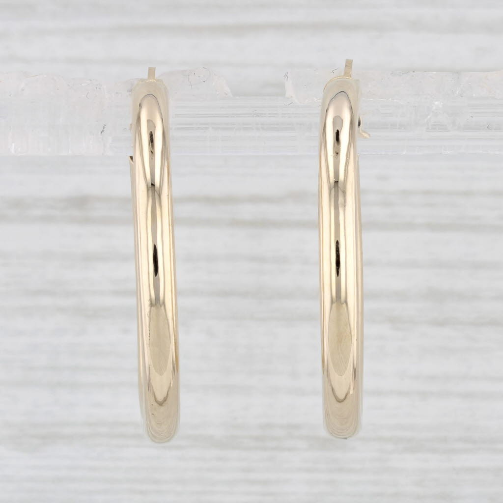 Light Gray Round Hoop Earrings 14k Yellow Gold Snap Top Pierced Hoops