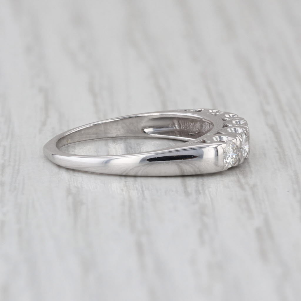 Vintage 0.47ctw 5-Stone Diamond Wedding Band 14k White Gold Size 6.5