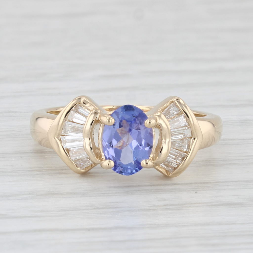 Light Gray 1.08ctw Oval Tanzanite Diamond Ring 14k Yellow Gold Size 5