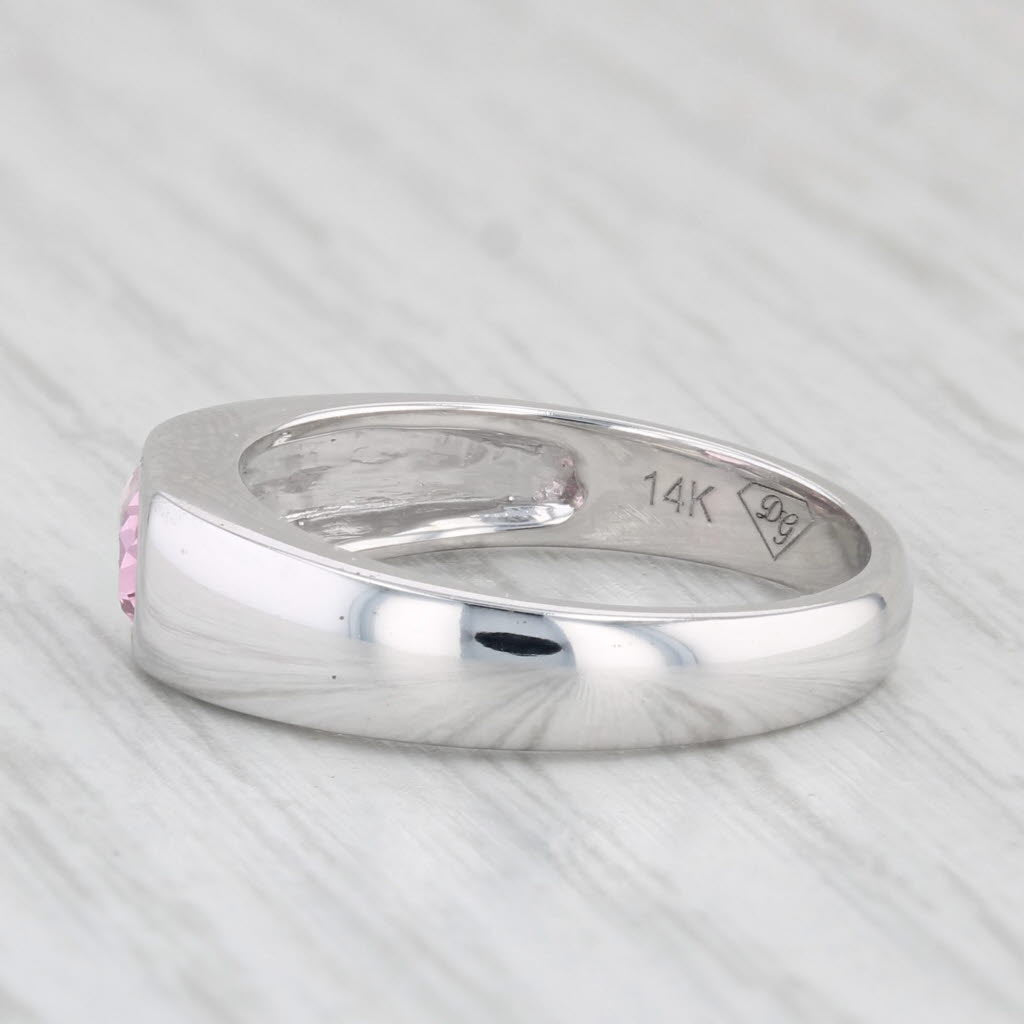 Light Gray 0.65ct Pink Spinel Oval Solitaire Ring 14k White Gold Size 6.5 Stackable Band