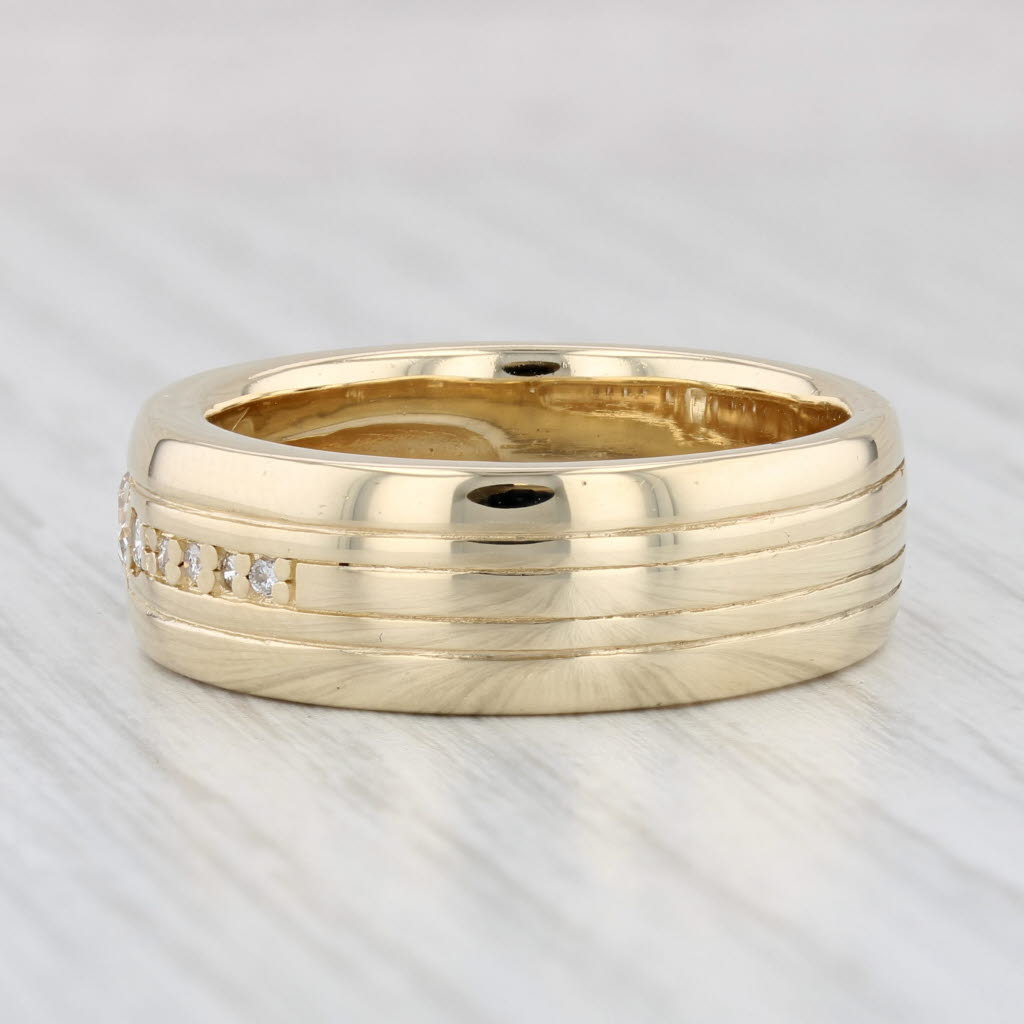 Light Gray Mens 14k Yellow Gold & Diamond Wedding Band 0.32ctw Size 11.75