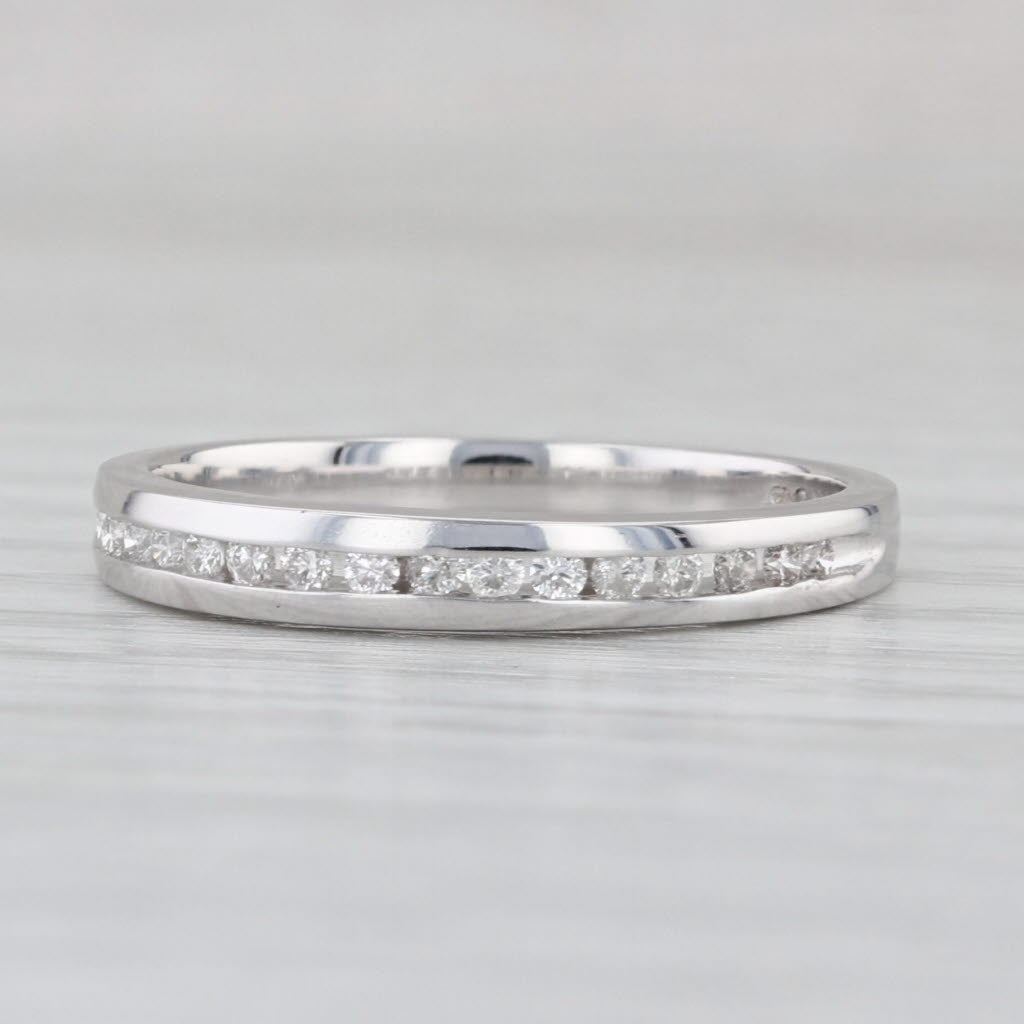 0.18ctw Diamond Wedding Band 14k White Gold Size 8 Stackable Anniversary Ring