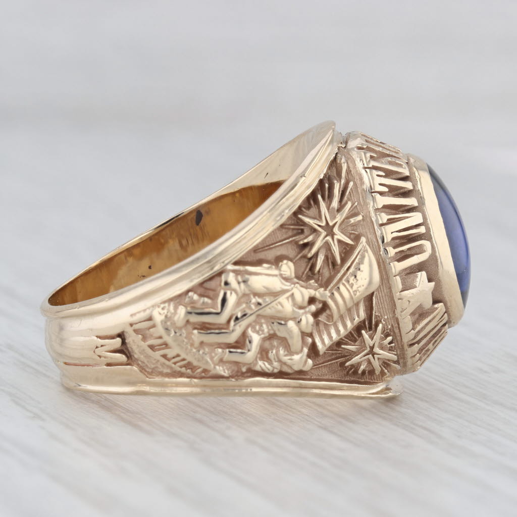 Light Gray Lab Created Sapphire United States Marine Corp Ring 14k Gold Size 12 US Military