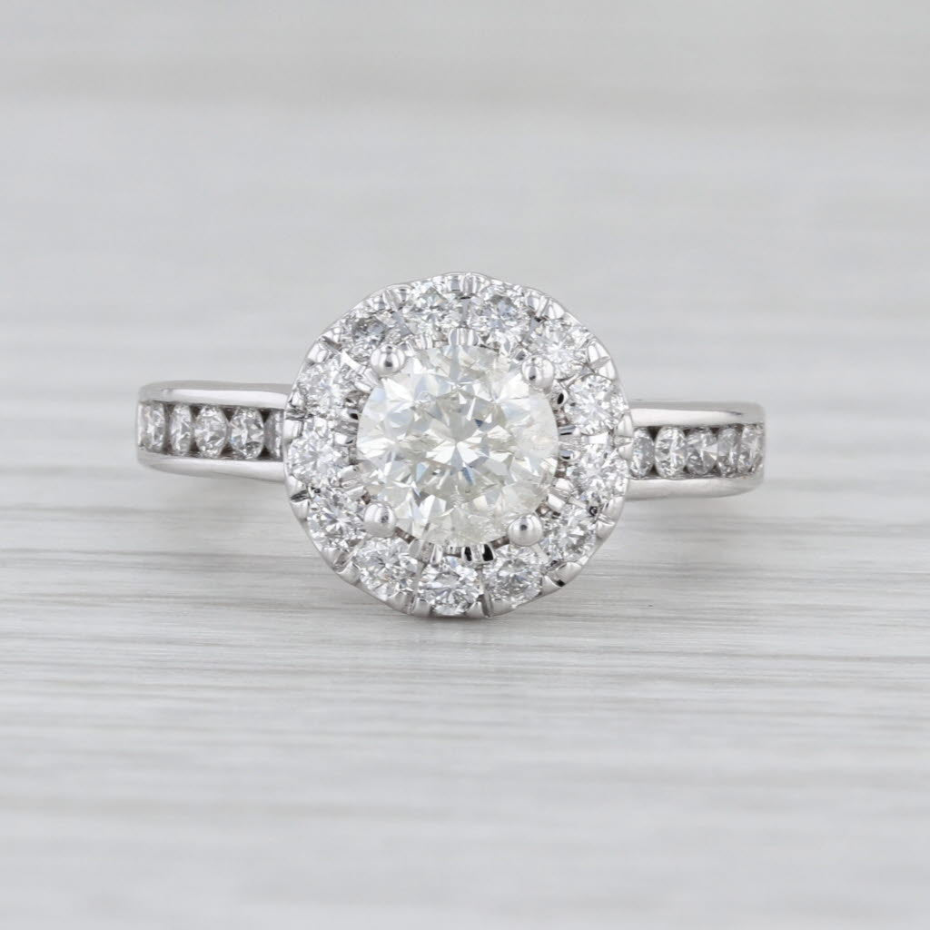 1.93ctw Round Diamond Halo Engagement Ring 14k White Gold Size 5 Cathedral Band