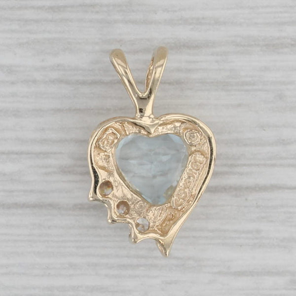 0.65ctw Aquamarine Cubic Zirconia Heart Pendant 10k Yellow Gold