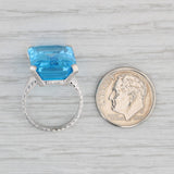 Gray Vintage 19.70ct Blue Topaz Ring 18k White Gold Size 4.5 Emerald Cut Solitaire