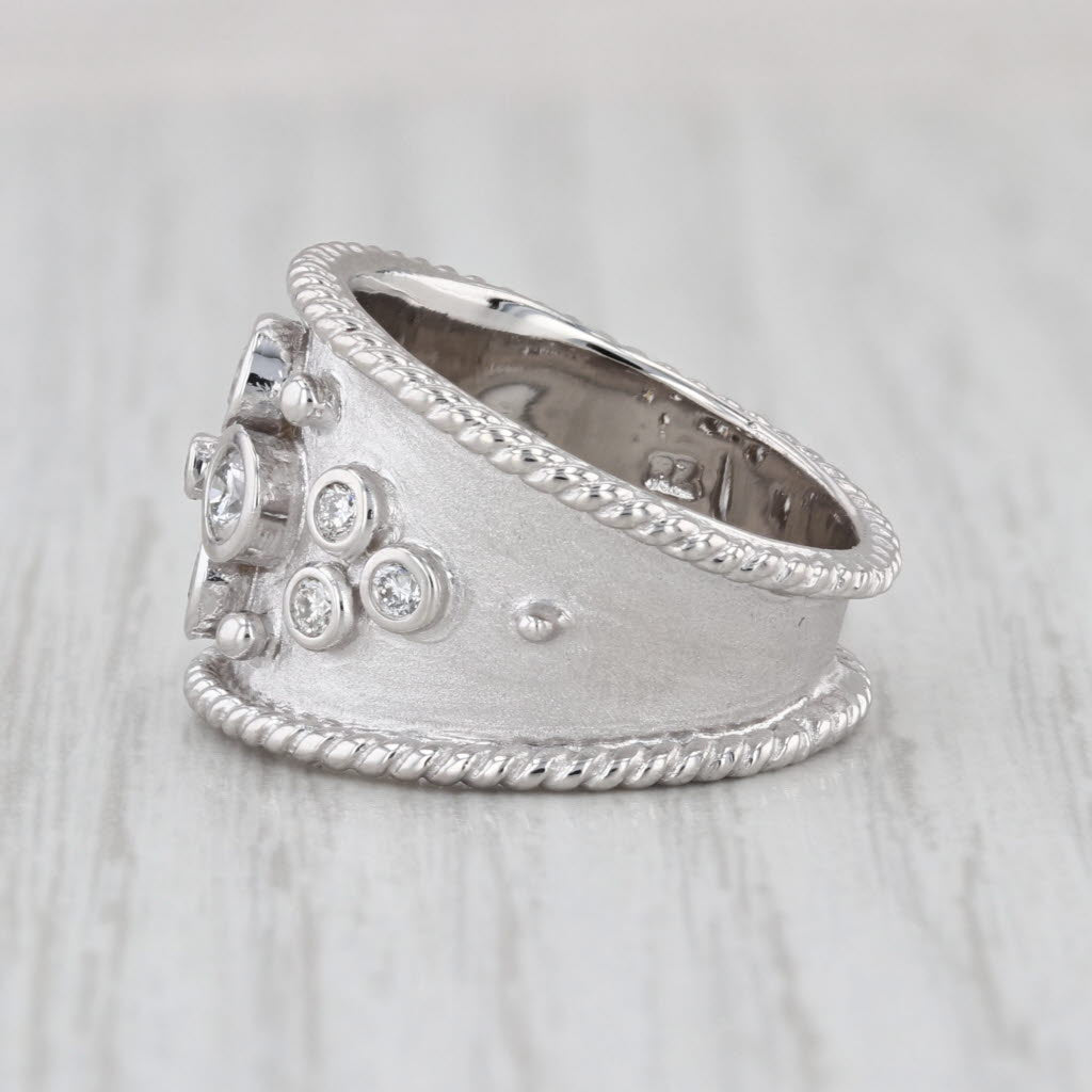 0.42ctw Diamond Cluster Cocktail Ring 14k White Gold Size 6.5 Brushed Finish