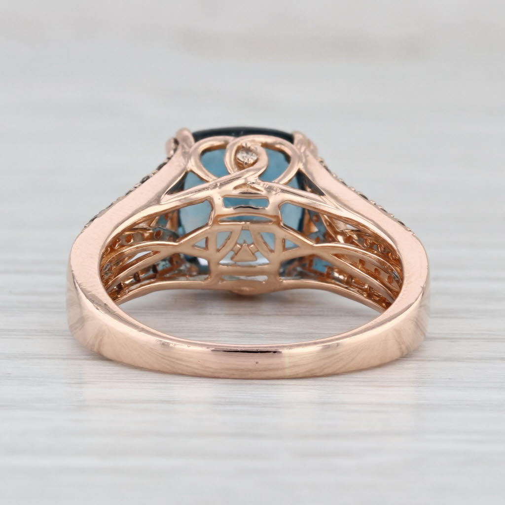 Le Vian 5.84ctw London Blue Topaz Diamond Ring 14k Rose Gold Size 8.5