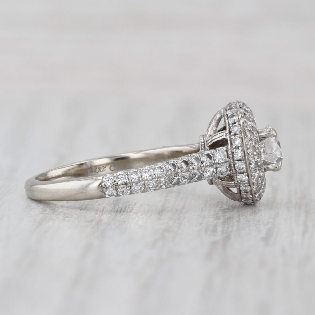 Neil Lane 1.37ctw Round Diamond Halo Engagement Ring 14k White Gold Size 7