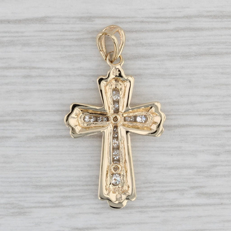 Gray 0.23ctw Diamond Cross Pendant 14k Yellow Gold Religious Jewelry